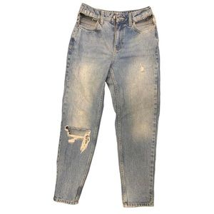 Topshop moto mom jeans with cut out pockets